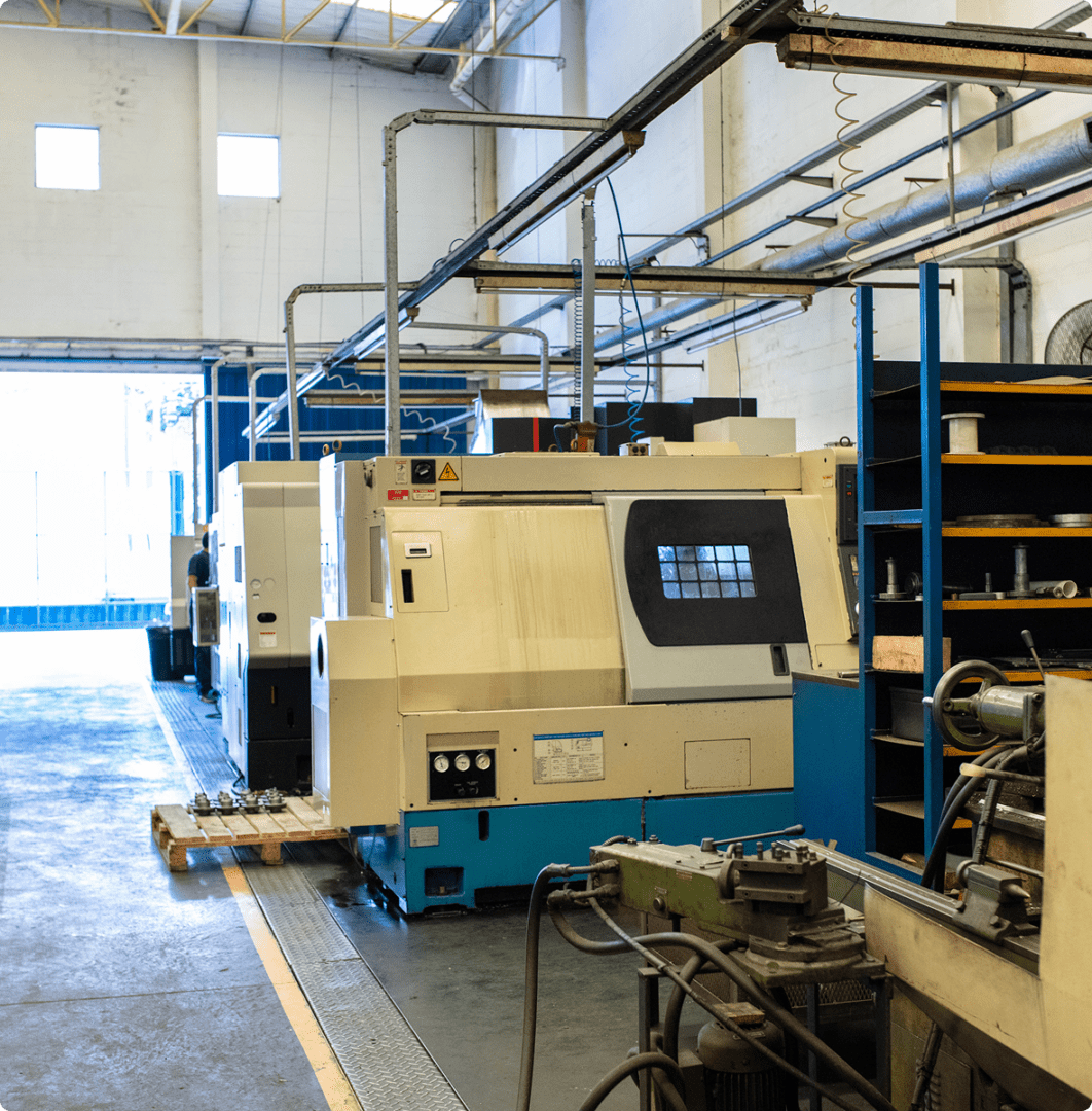 Industrial machinery in a factory setting.